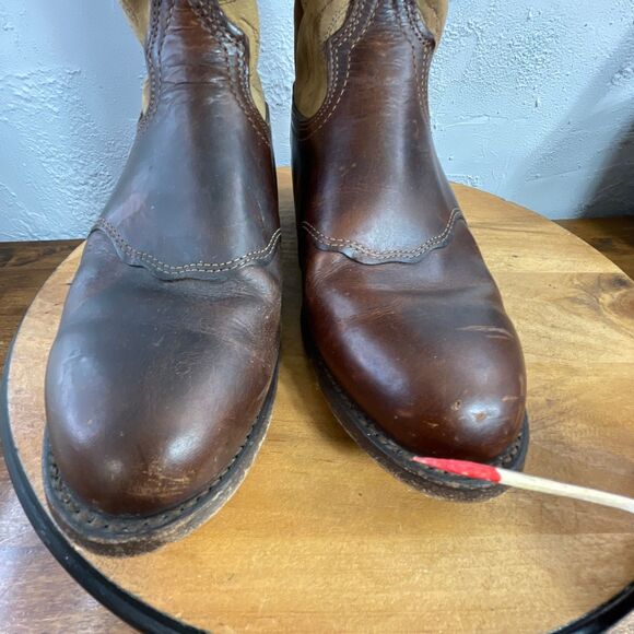 Durango Cowboy Boots Mens 9 Brown Tan Western Ranch Rodeo Leather Pull On Riding